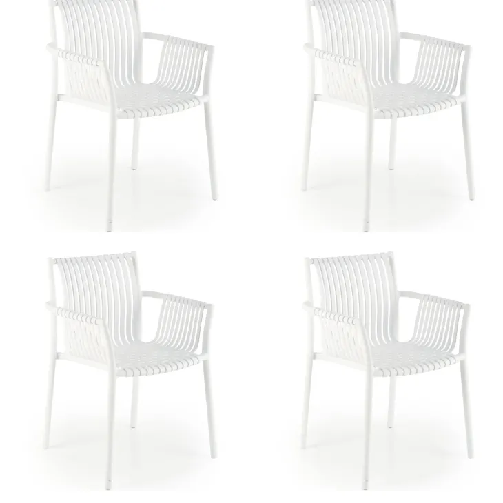 Set 4 sedie sala da pranzo in polipropilene impilabili con braccioli bianco Wren