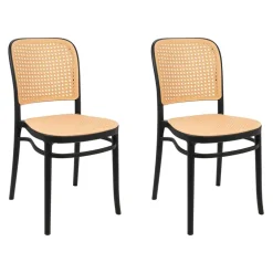 Set 2 sedie sala da pranzo in polipropilene beige nera Vienna