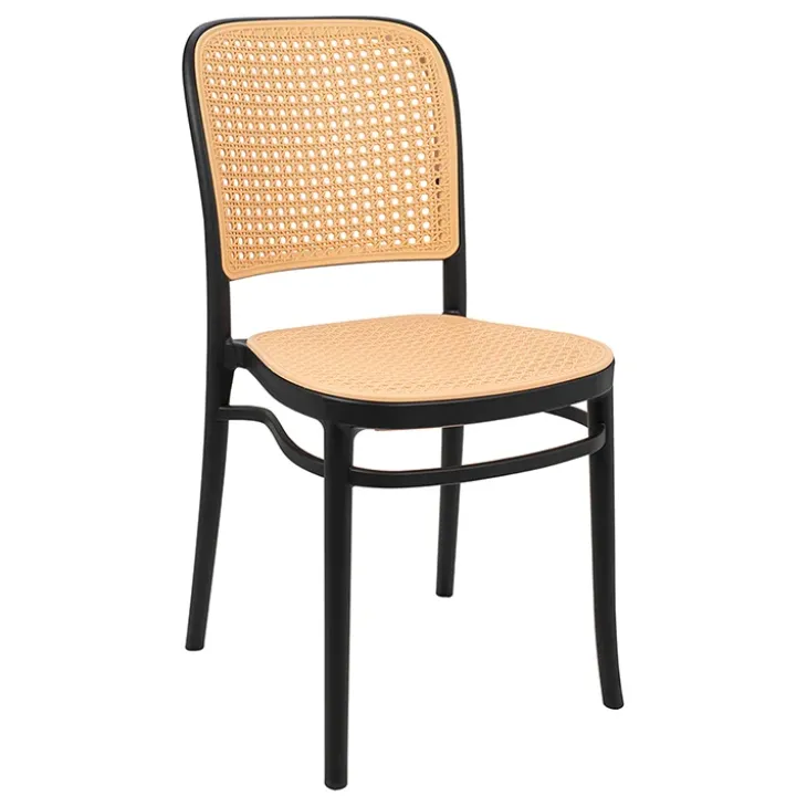Set 2 sedie sala da pranzo in polipropilene beige nera Vienna