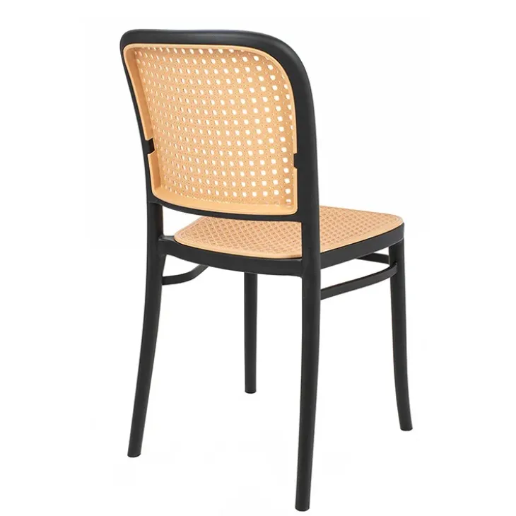 Set 2 sedie sala da pranzo in polipropilene beige nera Vienna