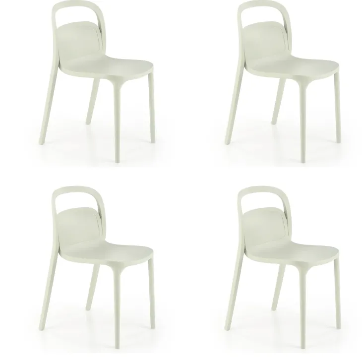 Set 4 sedie sala da pranzo in polipropilene impilabili verde menta Carol