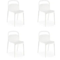 Set 4 sedie sala da pranzo in polipropilene impilabili bianco Carol