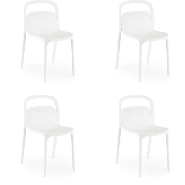 Set 4 sedie sala da pranzo in polipropilene impilabili bianco Carol