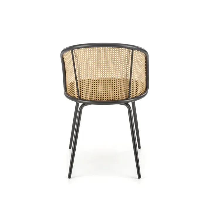 Set 4 sedie sala da pranzo in rattan e velluto verde scuro Triski