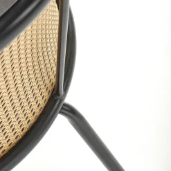 Set 4 sedie sala da pranzo in rattan e velluto grigio Triski