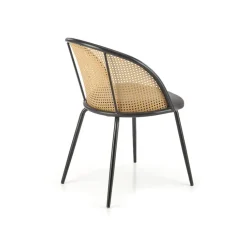 Set 4 sedie sala da pranzo in rattan e velluto grigio Triski