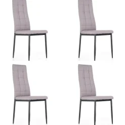 Set 4 sedie sala da pranzo in tessuto e metallo moderne grigio Ylenia