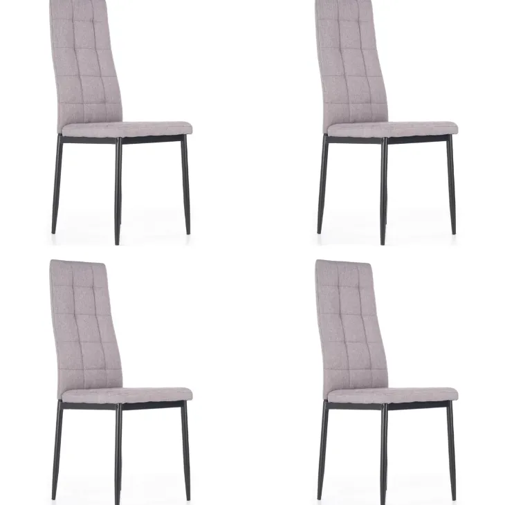 Set 4 sedie sala da pranzo in tessuto e metallo moderne grigio Ylenia