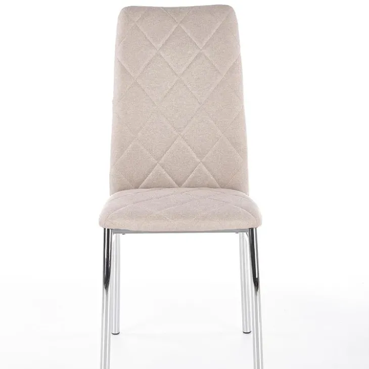 Set 4 sedie sala da pranzo in tessuto e gambe metallo beige Amanda