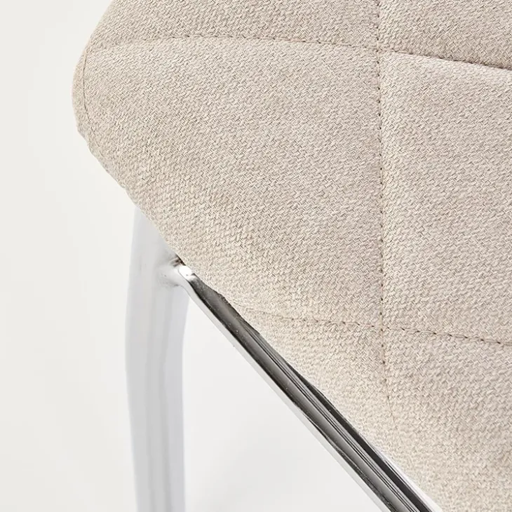 Set 4 sedie sala da pranzo in tessuto e gambe metallo beige Amanda