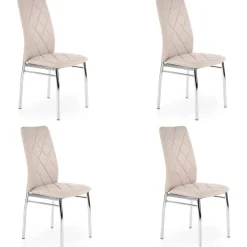 Set 4 sedie sala da pranzo in tessuto e gambe metallo beige Amanda