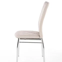 Set 4 sedie sala da pranzo in tessuto e gambe metallo beige Amanda