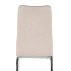 Set 4 sedie sala da pranzo in tessuto e gambe metallo beige Amanda