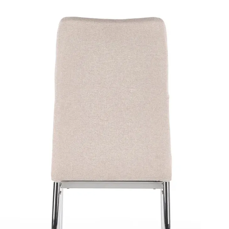 Set 4 sedie sala da pranzo in tessuto e gambe metallo beige Amanda