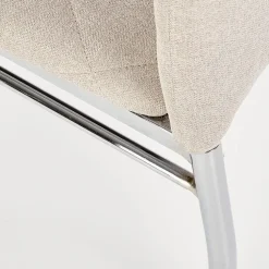 Set 4 sedie sala da pranzo in tessuto e gambe metallo beige Amanda
