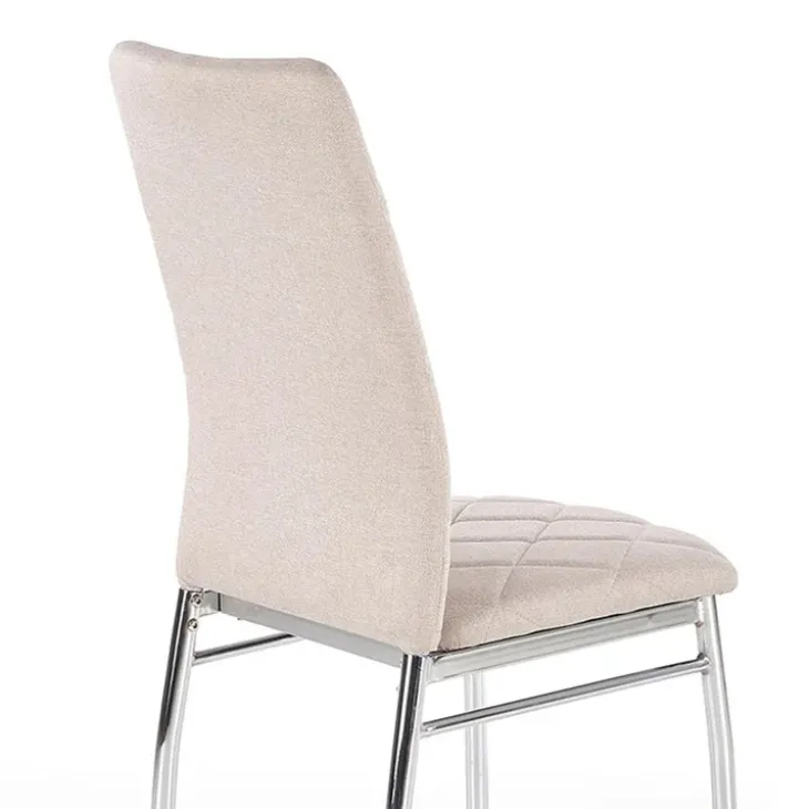 Set 4 sedie sala da pranzo in tessuto e gambe metallo beige Amanda