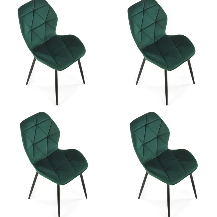 Set 4 sedie sala da pranzo in tessuto moderne verde scuro Cotton