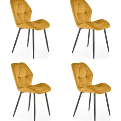 Set 4 sedie sala da pranzo in tessuto moderne senape Cotton