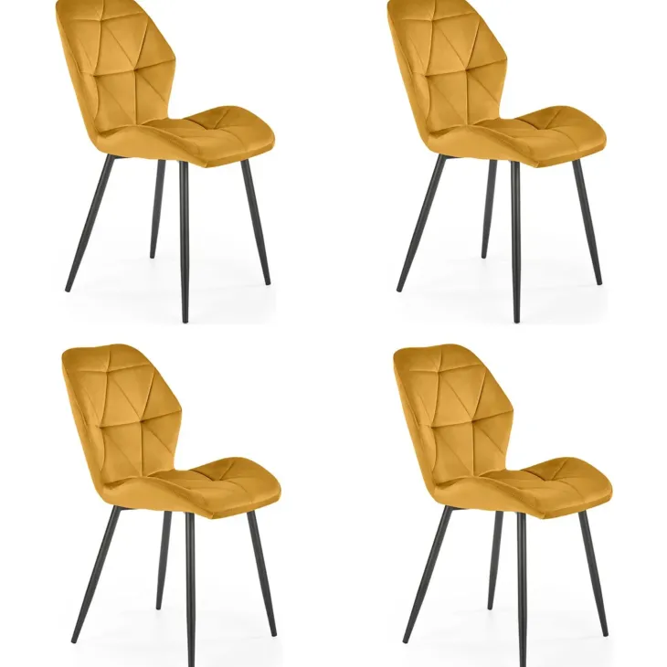 Set 4 sedie sala da pranzo in tessuto moderne senape Cotton