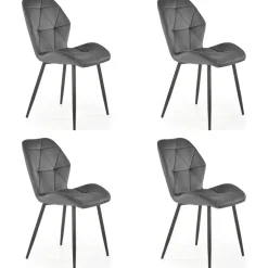 Set 4 sedie sala da pranzo in tessuto moderne grigio Cotton