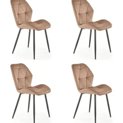 Set 4 sedie sala da pranzo in tessuto moderne beige Cotton
