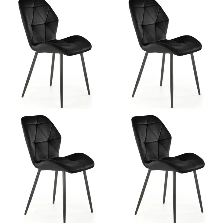 Set 4 sedie sala da pranzo in tessuto moderne nero Cotton