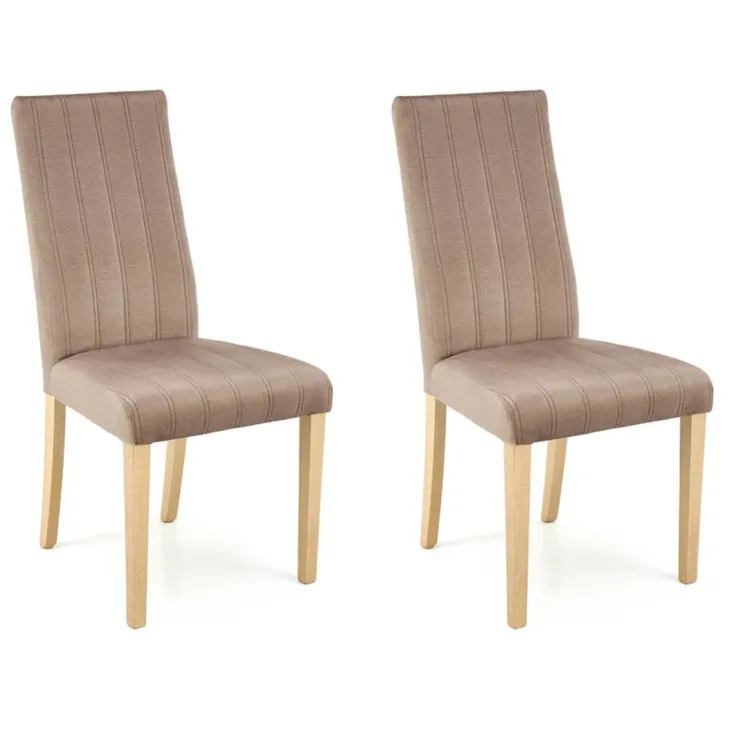 Set 2 sedie sala da pranzo in tessuto velluto trapuntato beige Doha