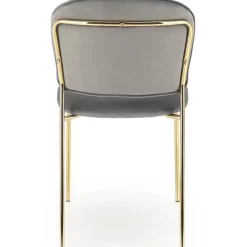 Set 4 sedie sala da pranzo in velluto grigio cromato oro Grazia