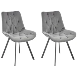 Set 2 sedie sala da pranzo in velluto con funzione girevole grigio Sango