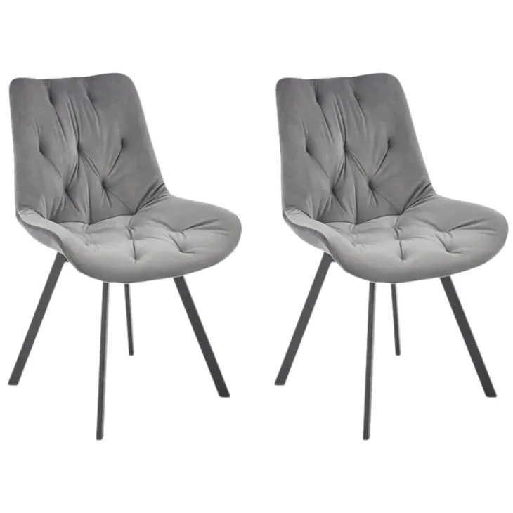 Set 2 sedie sala da pranzo in velluto con funzione girevole grigio Sango