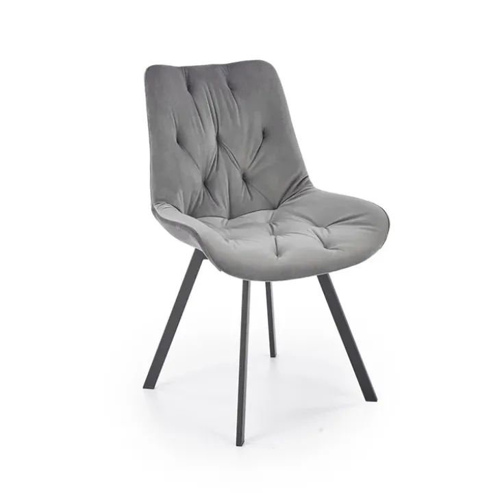 Set 2 sedie sala da pranzo in velluto con funzione girevole grigio Sango