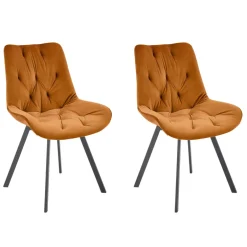 Set 2 sedie sala da pranzo in velluto con funzione girevole arancio terracotta Sango