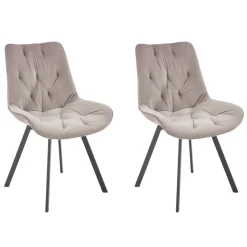 Set 2 sedie sala da pranzo in velluto con funzione girevole beige Sango