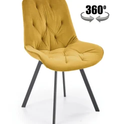 Set 2 sedie sala da pranzo in velluto con funzione girevole giallo senape Sango