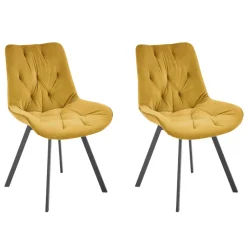 Set 2 sedie sala da pranzo in velluto con funzione girevole giallo senape Sango