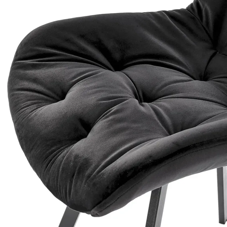 Set 2 sedie sala da pranzo in velluto con funzione girevole nero Sango