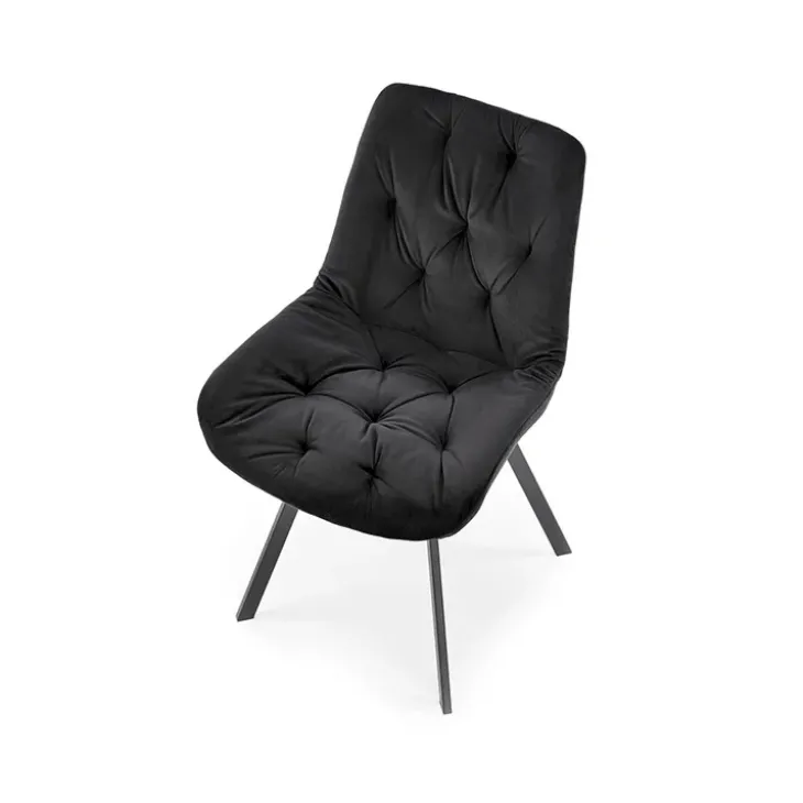 Set 2 sedie sala da pranzo in velluto con funzione girevole nero Sango