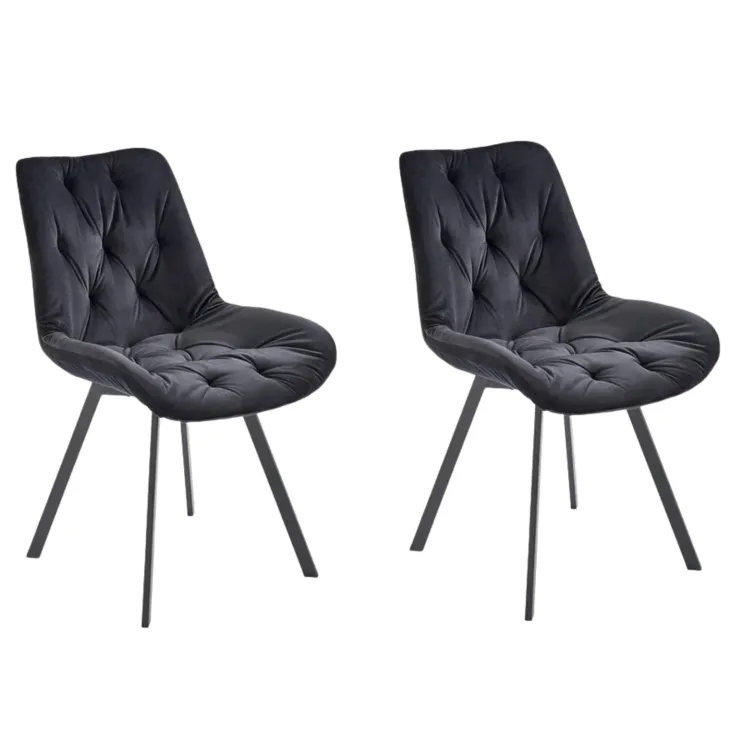 Set 2 sedie sala da pranzo in velluto con funzione girevole nero Sango