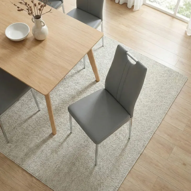 Set 4 sedie sala da pranzo moderne in ecopelle grigio con gambe in acciaio Ginevra Gihome®