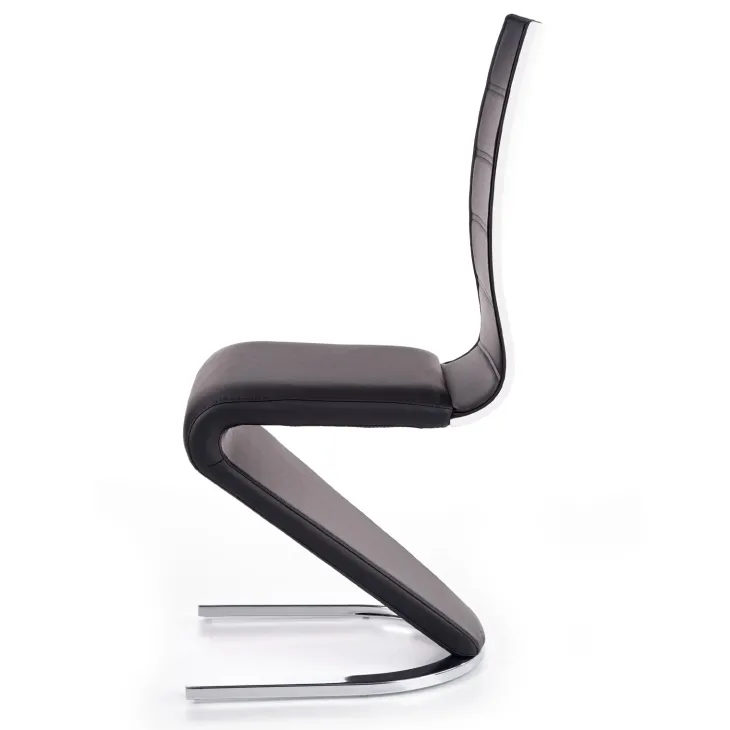 Set 2 sedie sala da pranzo moderne in ecopelle nero bianco gamba in acciaio Elina