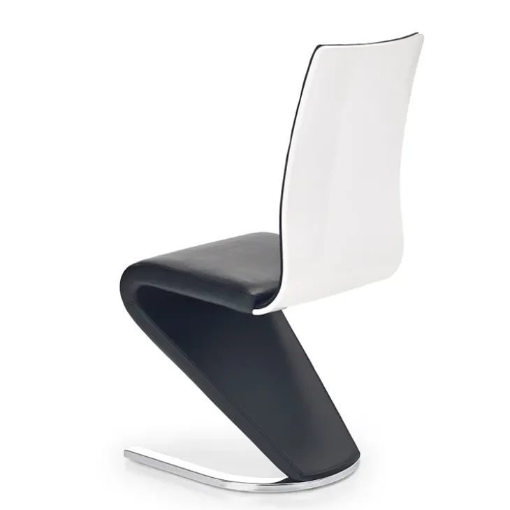 Set 2 sedie sala da pranzo moderne in ecopelle nero bianco gamba in acciaio Elina