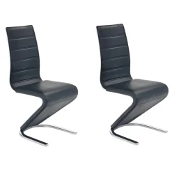 Set 2 sedie sala da pranzo moderne in ecopelle nero bianco gamba in acciaio Elina