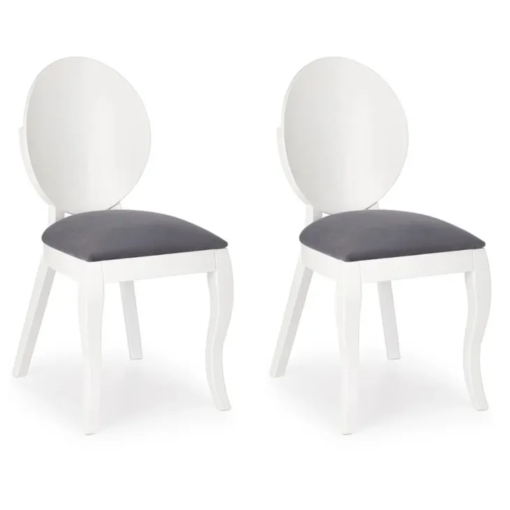 Set 2 sedie sala da pranzo moderne in tessuto grigio bianco Jonni
