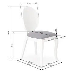 Set 2 sedie sala da pranzo moderne in tessuto grigio bianco Jonni