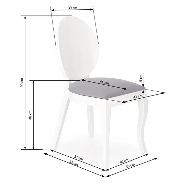 Set 2 sedie sala da pranzo moderne in tessuto grigio bianco Jonni