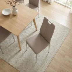 Set 4 sedie sala da pranzo moderne in ecopelle marrone con gambe in acciaio Ginevra Gihome®
