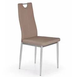 Set 4 sedie sala da pranzo moderne in ecopelle marrone con gambe in acciaio Ginevra Gihome®