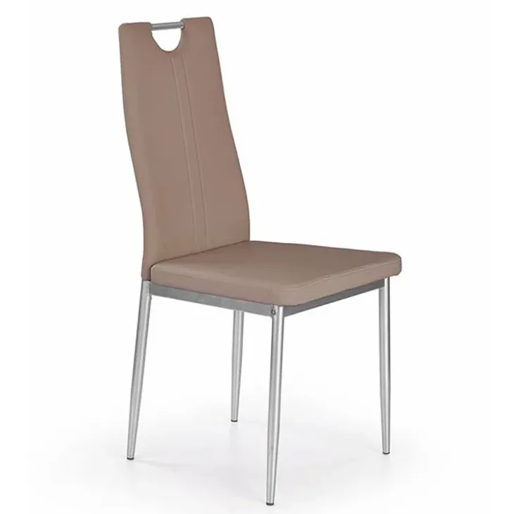 Set 4 sedie sala da pranzo moderne in ecopelle marrone con gambe in acciaio Ginevra Gihome®