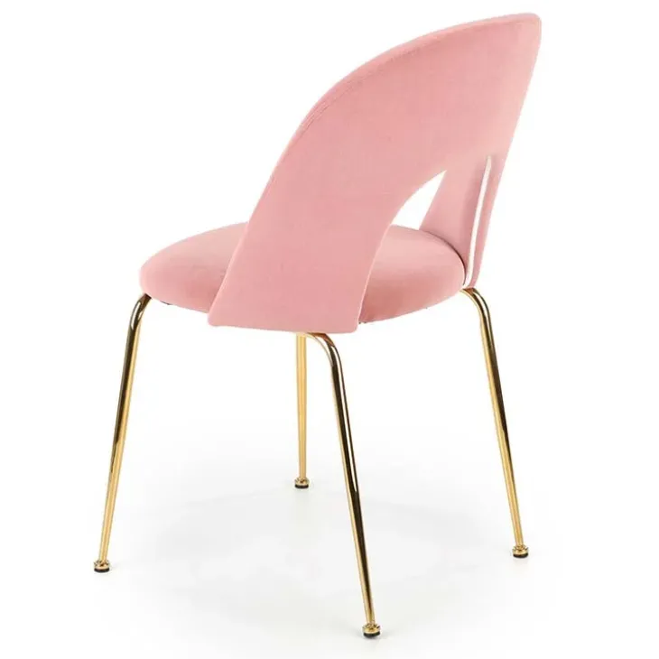 Set 4 sedie sala da pranzo moderne in velluto rosa oro Jamila