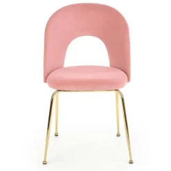 Set 4 sedie sala da pranzo moderne in velluto rosa oro Jamila